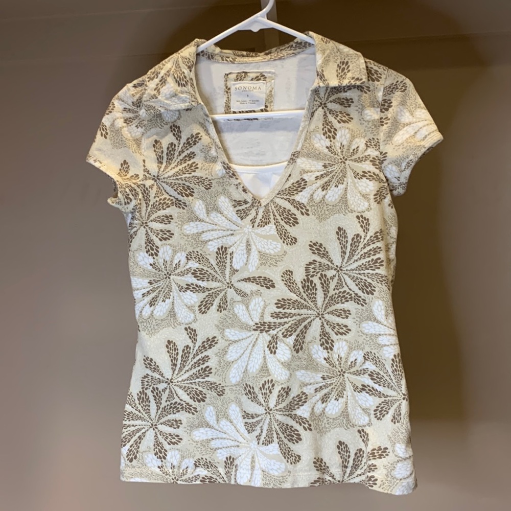 Sonoma Short Sleeve Double Layer Top with Floral Print